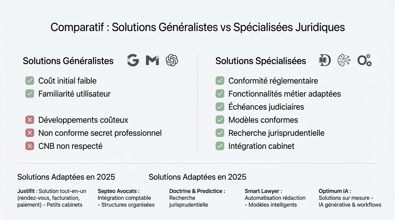 Comparatif Solutions Généralistes vs Spécialisées