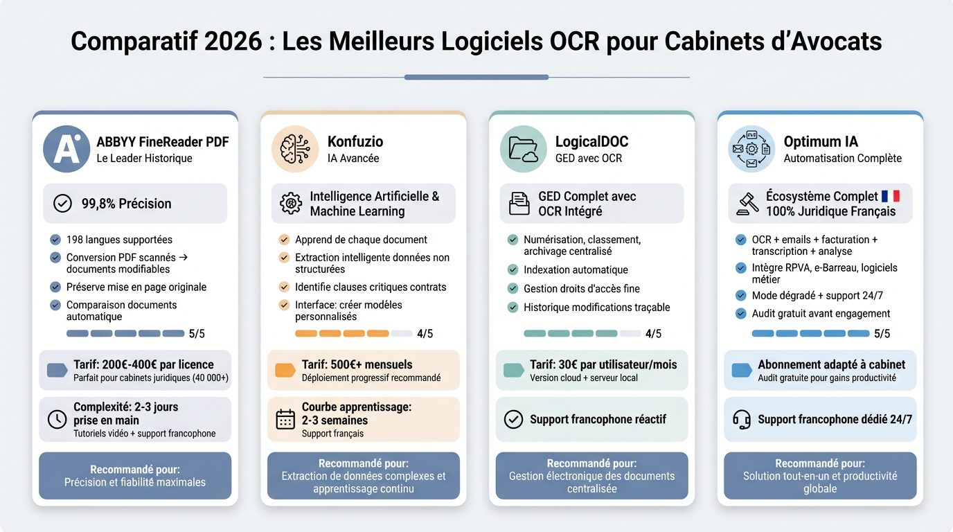 Comparatif Solutions Logiciel OCR cabinet avocats 2026