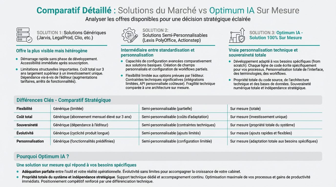 Comparatif Solutions Automatisation Juridique IA - Optimum IA