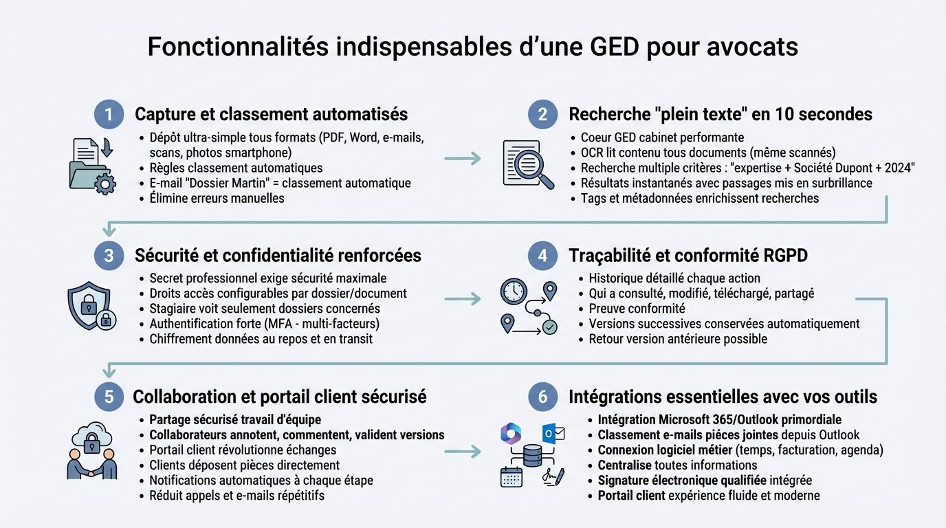 Fonctionnalités GED Avocats