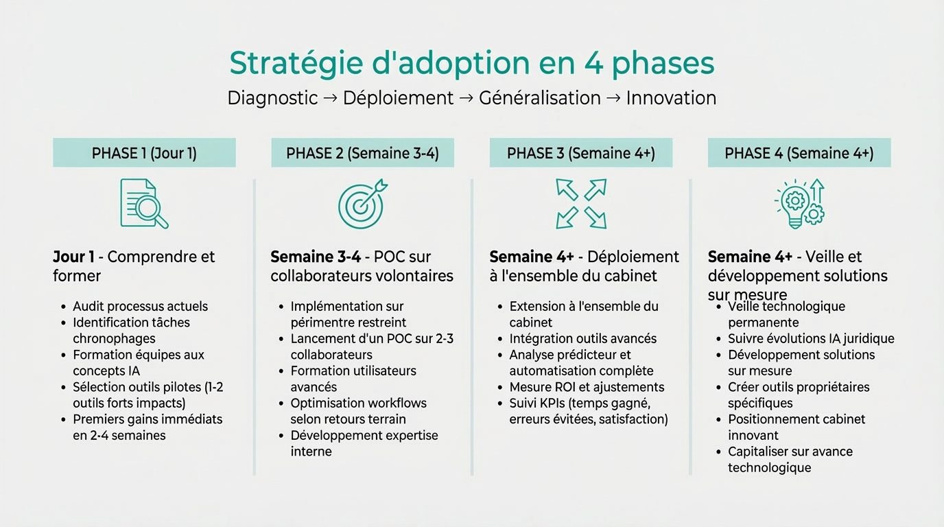 Strategie Adoption IA Avocat en 4 Phases - Optimum IA