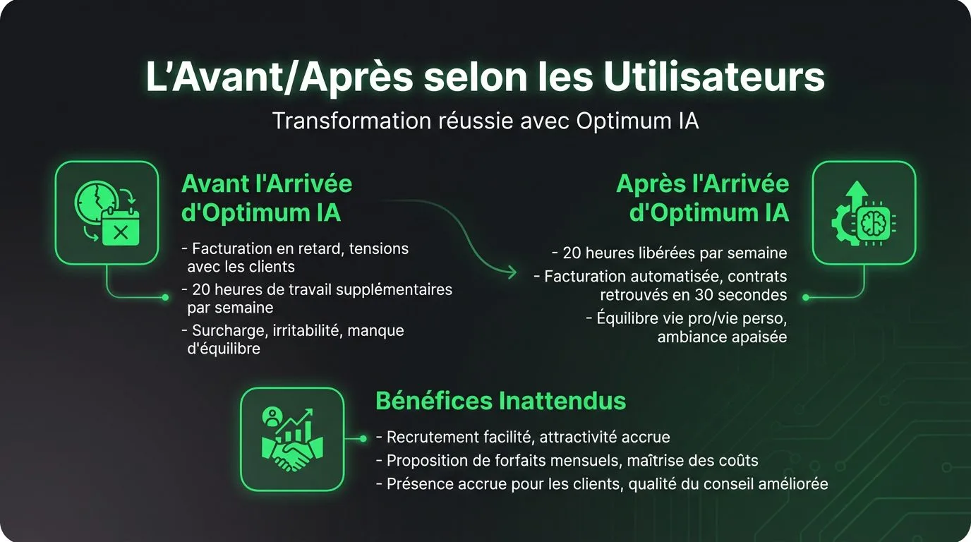 Transformation d'un cabinet d'avocats avant après transformation IA Transformation d'un cabinet d'avocats avant après transformation IA