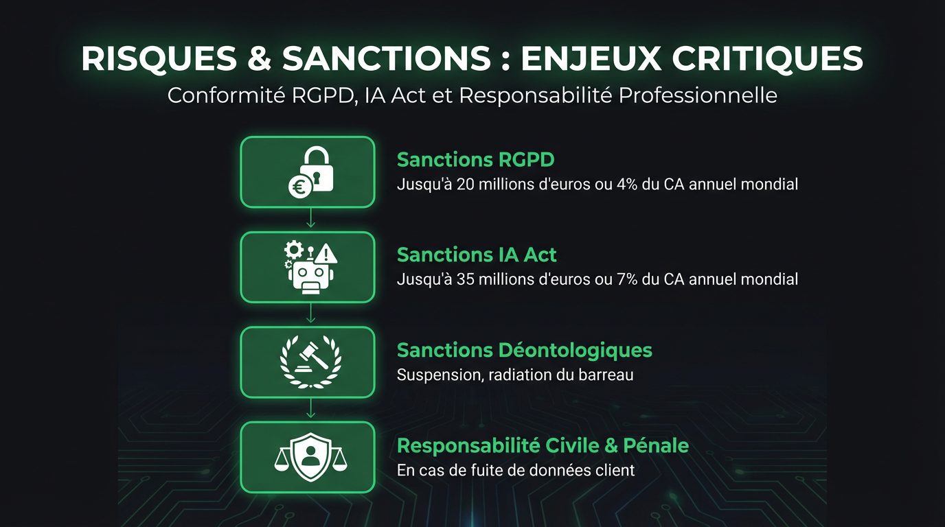 RGPD et IA Act : sanctions risques professionnels des avocats RGPD et IA Act : sanctions risques professionnels des avocats
