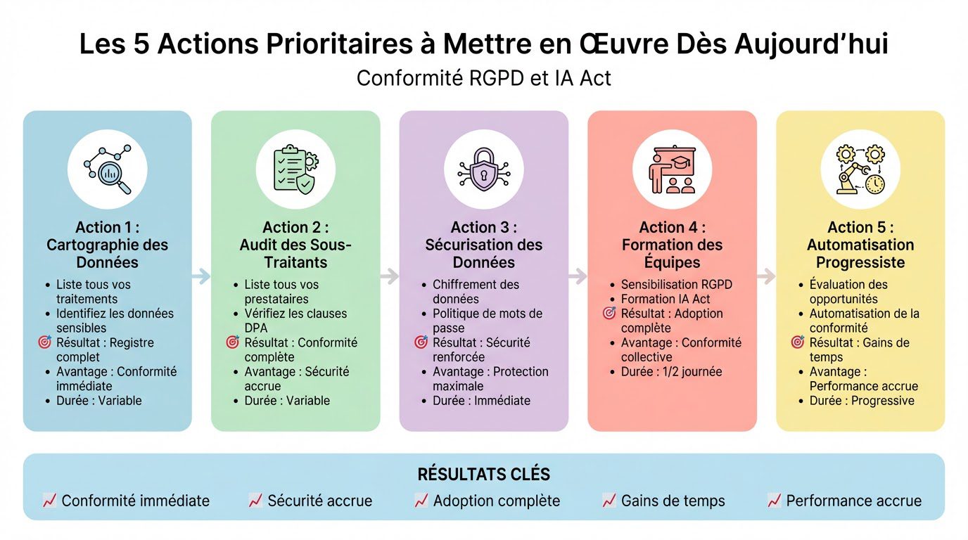 Les 5 Actions Prioritaires pour la Conformité RGPD et IA Act Les 5 Actions Prioritaires pour la Conformité RGPD et IA Act