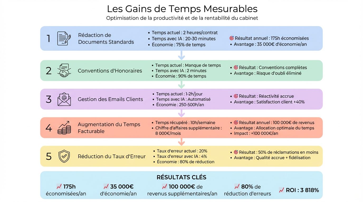 Automatisation documents juridiques IA : Gains de Temps Mesurables Gains de temps mesurable sur l'automatisation de documents juridiques avec l'IA